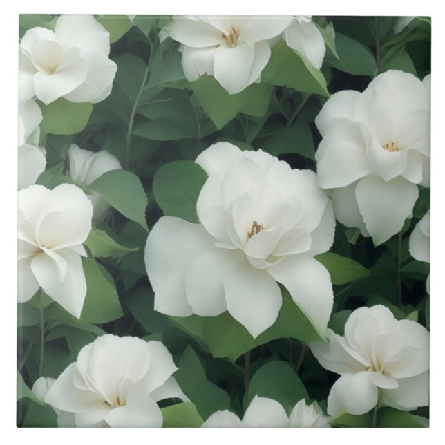 Flor branco botânico verde-elegante (Frente)