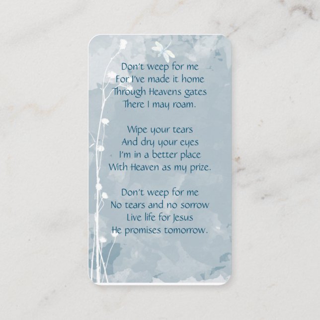 Flor Branco Dragonfly de Cartão Memória Memorial M (Verso)