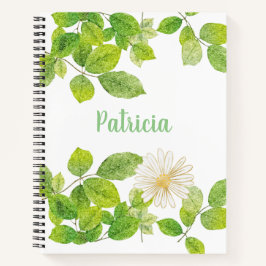 Flor Branco e Jardim de Folhas Verde