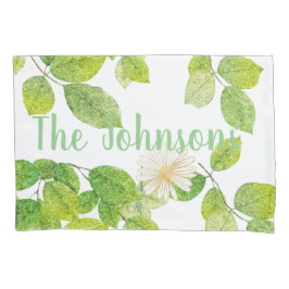 Flor Branco e Jardim de Folhas Verde