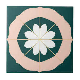 Flor branco, verde-acqua e rosa