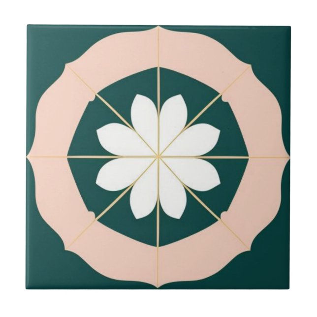 Flor branco, verde-acqua e rosa (Frente)