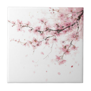 Flor Cerejeira Rosa Sakura Aquarela