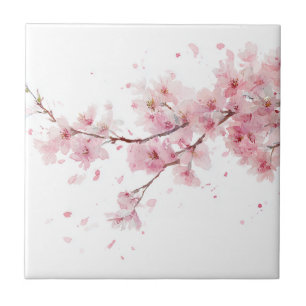 Flor Cerejeira Rosa Sakura Aquarela Floral