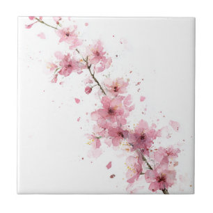 Flor Cerejeira Rosa Sakura Aquarela Floral