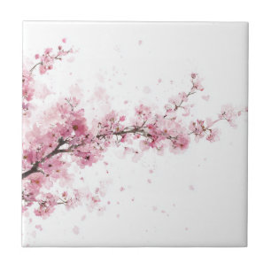 Flor Cerejeira Rosa Sakura Aquarela Floral