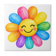 Flor Colorida Feliz Arco-íris