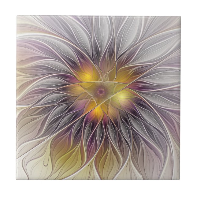 Flor Colorida Luminosa, Fractal Moderno Abstrato (Frente)