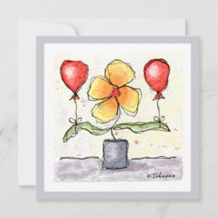 Flor com Cartão de Saudação de Cores de Água p