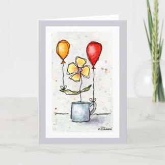 Flor com Cartão de Saudação de Cores de Água para