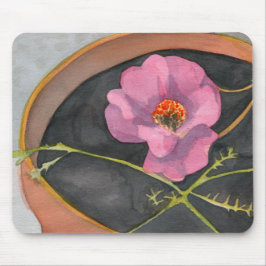 Flor cor-de-rosa no terra - pote Mousepad do cotta