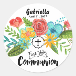 Flor da Primeira Comunhão | Adesivo Redondo