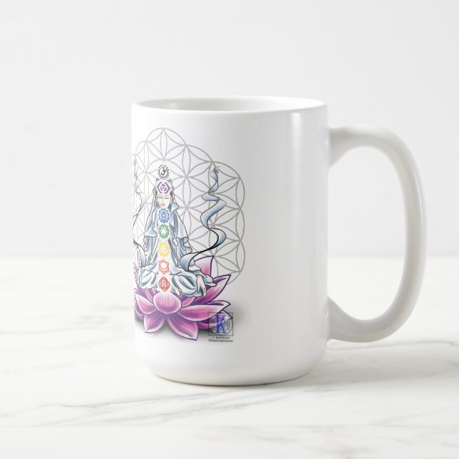 Flor da vida, chakra, caneca do clássico da deusa (Direita)