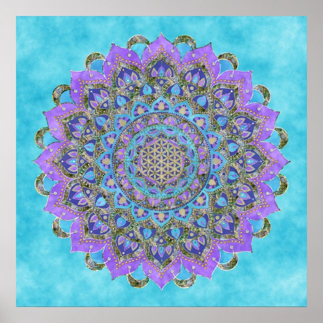 Flor Da Vida - Mandala Índia Estilo 1 Poster (Frente)