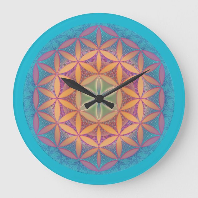 Flor da Vida Relógio de Parede Mandala (Frente)
