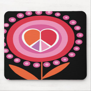 Flor dada forma coração MousePad do sinal de paz