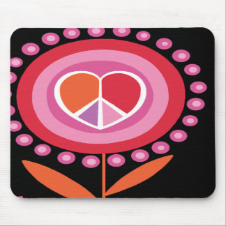 Flor dada forma coração MousePad do sinal de paz