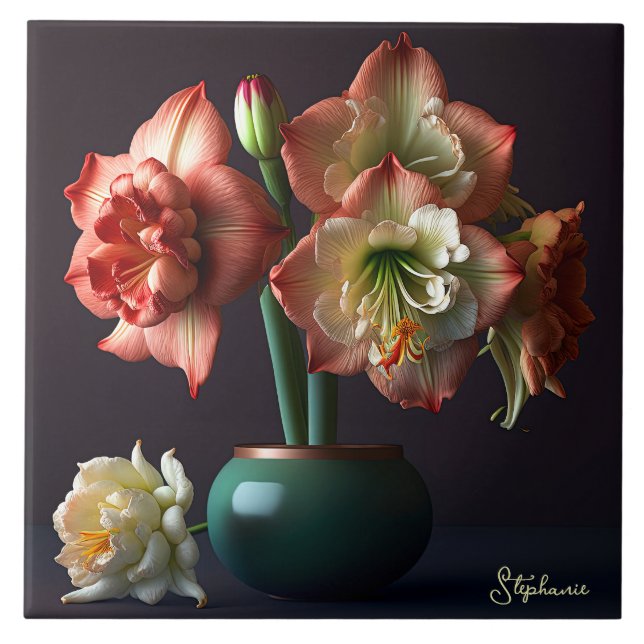 Flor de Amarillis Branca Elegante (Frente)