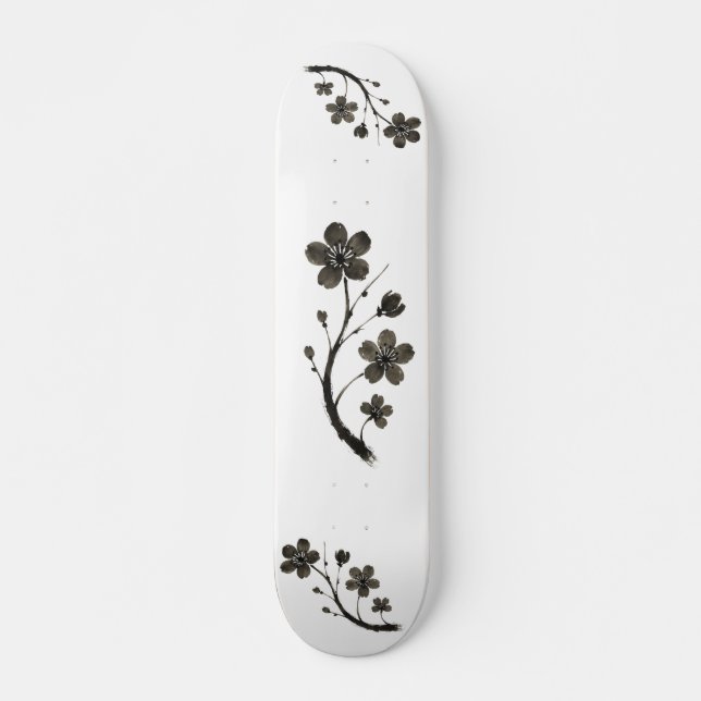 Flor de ameixa - Design botânico no skate (Frente)