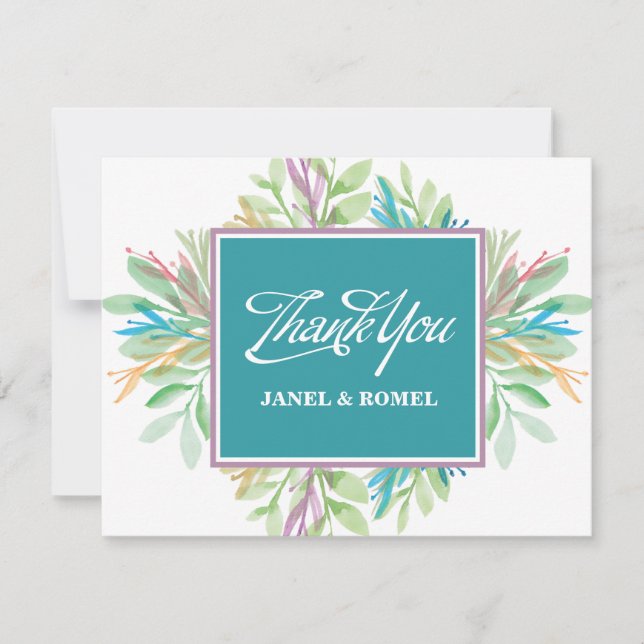 Flor de Aquarela 4 - Cartões de agradecimentos (Frente)