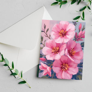 Flor de Aquarela Rosa em Flor Carta Pintada com Ru