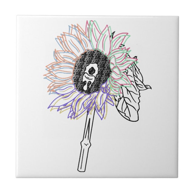 Flor de Arco-Íris Arte Funky (Frente)