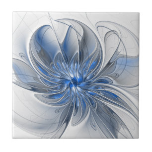 Flor de Arte Fracionada com Cinza Azul abstrato