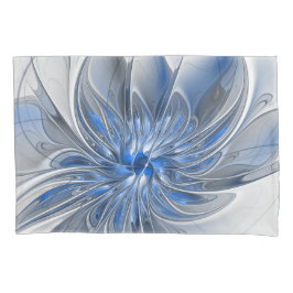 Flor de Arte Fracionada com Cinza Azul abstrato