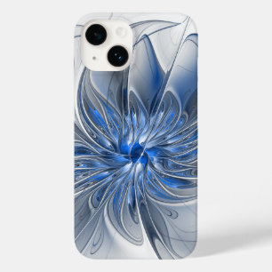 Flor de Arte Fracionada com Cinza Azul abstrato