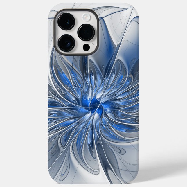 Flor de Arte Fracionada com Cinza Azul abstrato (Verso)