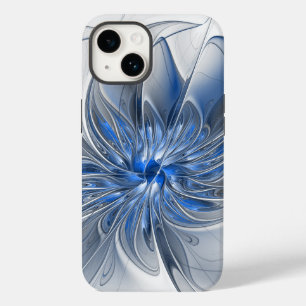 Flor de Arte Fracionada com Cinza Azul abstrato