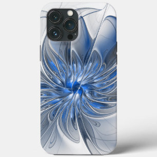 Flor de Arte Fracionada com Cinza Azul abstrato