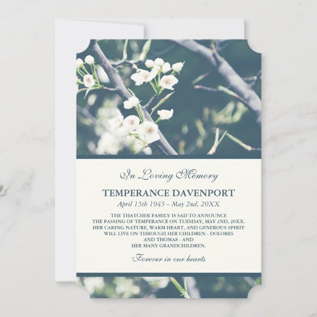 Flor de Árvore | Anúncio de Memorial de Primavera (Frente)