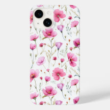 Flor de Campo Aguarela Rosa 