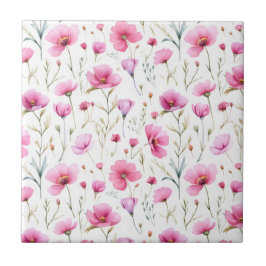 Flor de Campo Aguarela Rosa