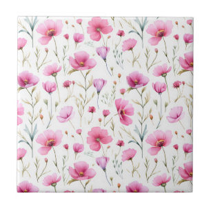Flor de Campo Aguarela Rosa 