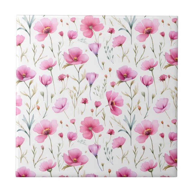 Flor de Campo Aguarela Rosa  (Frente)