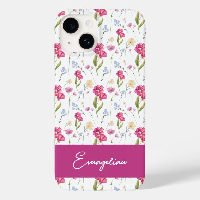 Flor de Campo com Nome Personalizado Rosa Roxo Aqu (Verso)