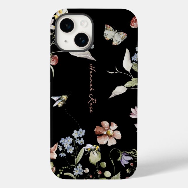 Flor de Campo Floral Abelha Bumble | Monograma  (Verso)