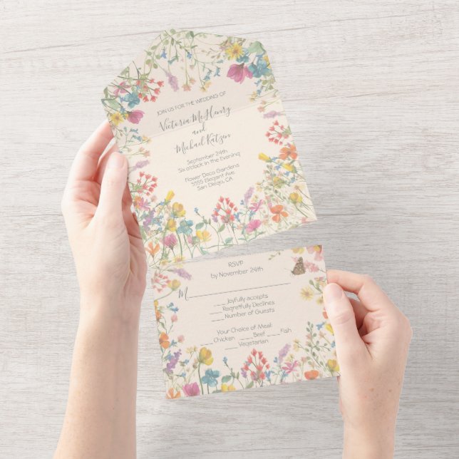 Flor de Campo Silvestre Delicada Boho Casamento Fl (Aba destacável)
