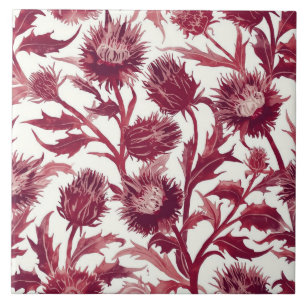 Flor de cardo William Morris em burgundy profundo