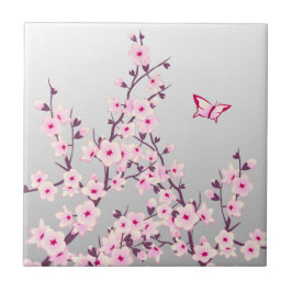 Flor de Cerejeira Butterfly Rosa Cinza