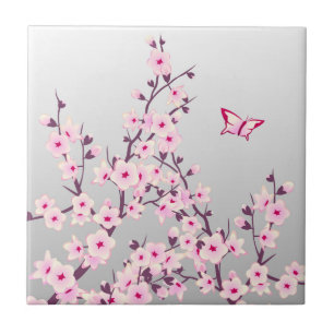 Flor de Cerejeira Butterfly Rosa Cinza