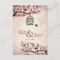 Flor de cerejeira e convite de casamento dos