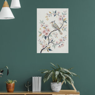 Flor de Cerejeira Japonesa Pássaro Impressão de Ar