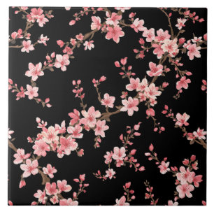 Flor de Cerejeira Japonesa Rosa Bege Preto