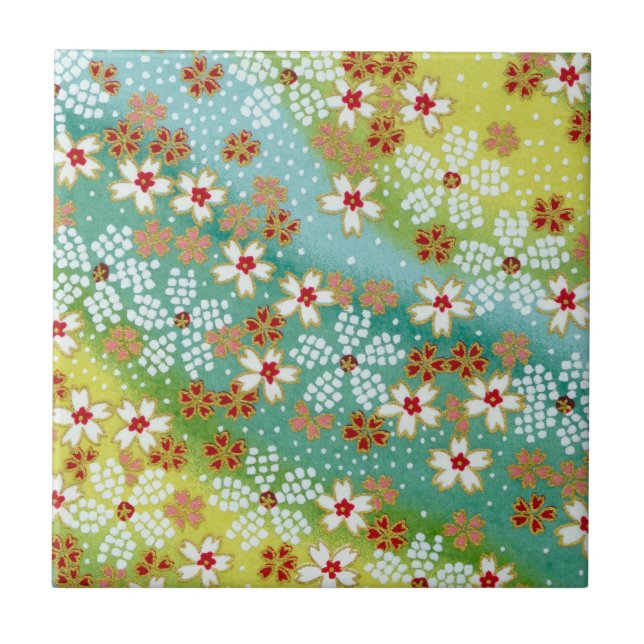 Flor de cerejeira Origami amarelo azul de Sakura (Frente)