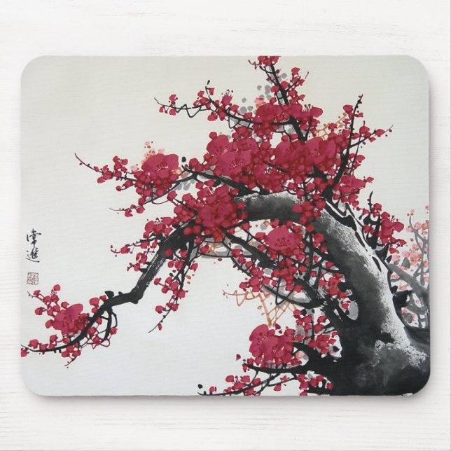 Flor de cerejeira - pintura chinesa Mousepad (Frente)