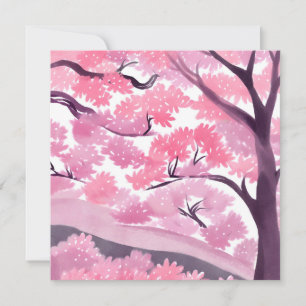 Flor de Cerejeira Rosa   Cartão de Aquarela da Nat