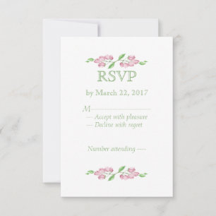 Flor de Cerejeira Rosa em Aquarela RSVP